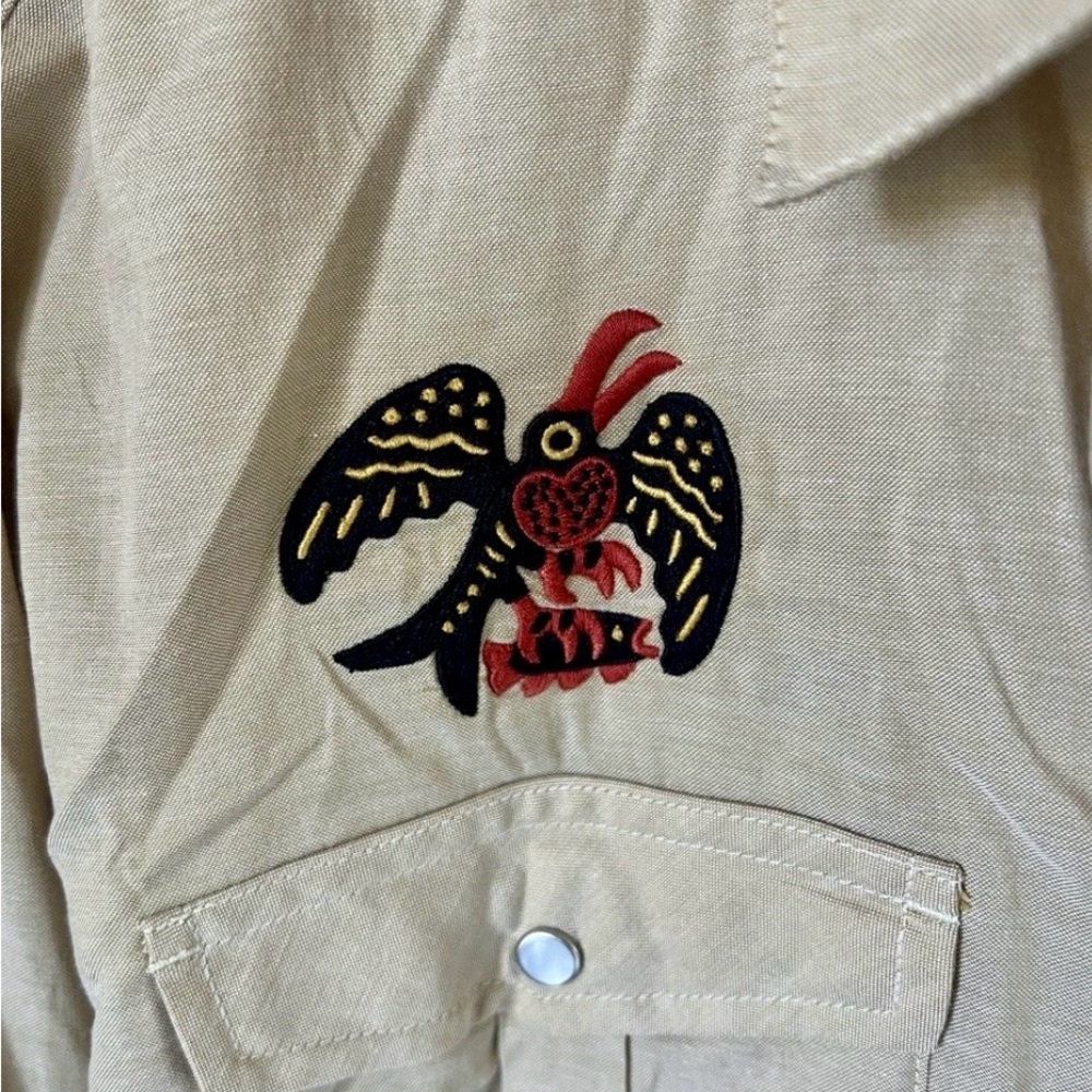 Howler Brothers Beige Shirt with Embroidered frigate Bird